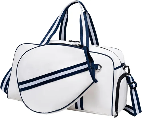 Vista 7 de Bolsa de gimnasio deportiva grande con zapatos y bolsillos húmedos y secos, funda de paleta para hombres y mujeres, accesorios deportivos, bolsas