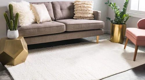 Vista 2 de Unique Loom Studio Solid Shag Collection - Alfombra urbana, moderna, supersuave y de felpa (5' 0x8', rectangular, blanco)