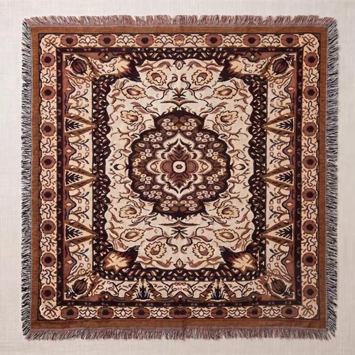 Vista 3 de DaDa Bedding Manta tejida para tapiz, flecos de damasco persa, 50 x 60