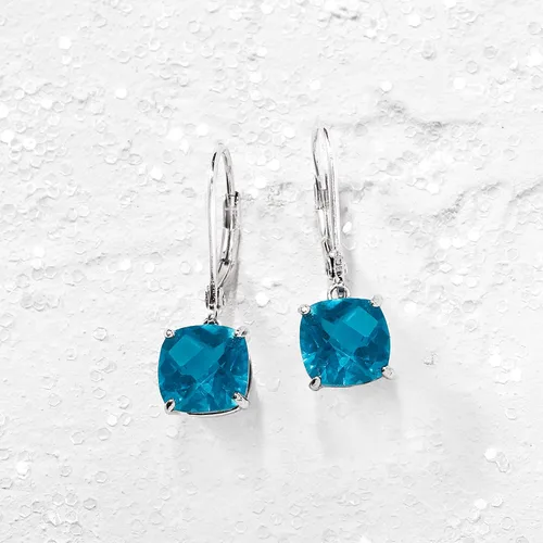 Vista 4 de Ross-Simons Aretes colgantes de topacio azul Londres de 5.00 quilates en plata de ley, Gema, topacio