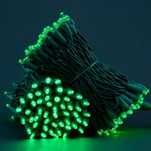 Vista 7 de Juego de 2 luces LED verdes de gran angular para Navidad, juego de 2 juegos de 100 luces LED de 0.197 in
