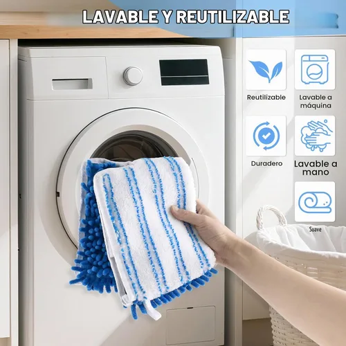 Vista 8 de Trapeadores de microfibra para limpieza de pisos, trapeador plano con 3 almohadillas reutilizables y mango extensible de 58 pulgadas de largo