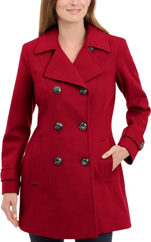 Vista 6 de Anne Klein Abrigo clásico de lana con doble botonadura para mujer Negro