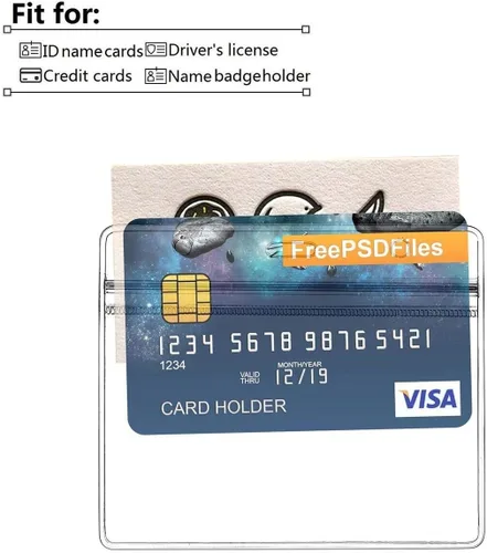 Vista 5 de Cordones rojos para tarjetas de identificación, paquete de 10 unidades con soporte de identificación horizontal, soporte de plástico transparente