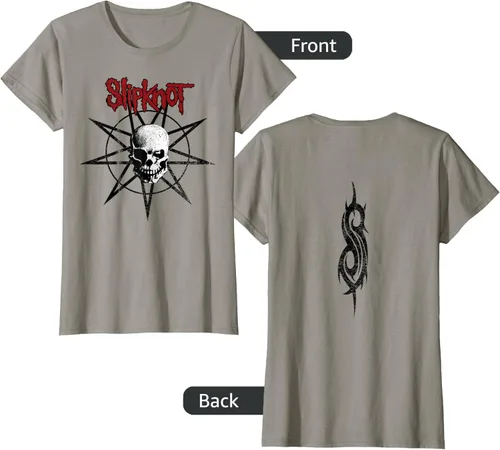 Vista 19 de Slipknot Skull playera Estrella, hombre 2XL, Jaspeado oscuro Asfalto