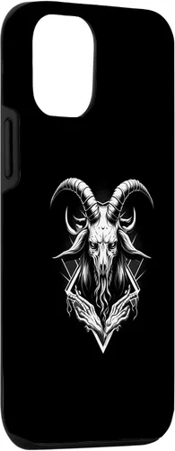 Vista 3 de iPhone 15 Goat Baphomet - Funda demoníaca gótica oculta
