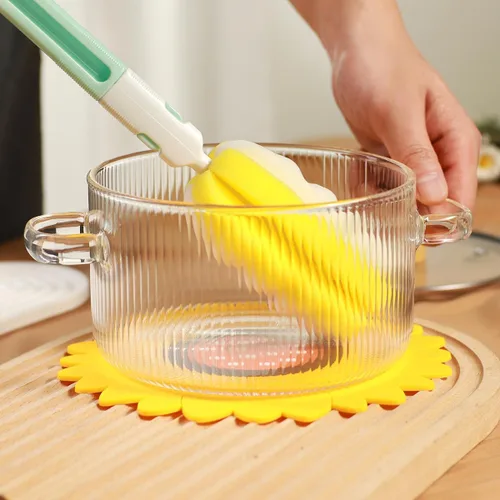 Vista 5 de Olla de Cocina de Vidrio Transparente con Tapa y Cepillo para Estufa - 1.5L (51oz) Olla de Vidrio Borosilicato con Cubierta - Juego de Olla