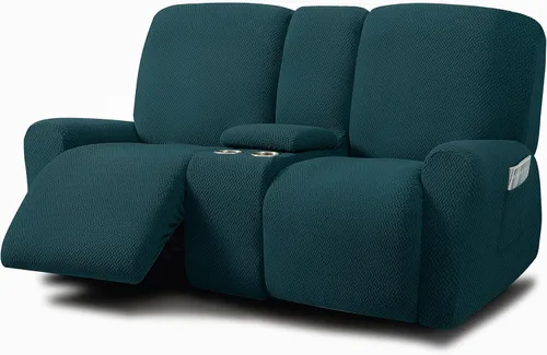 Vista 39 de ULTICOR Fundas jacquard para sofá reclinable de 8 piezas, fundas elásticas para sofá reclinable de 3 cojines, gruesas, suaves y lavables (estilo 3)