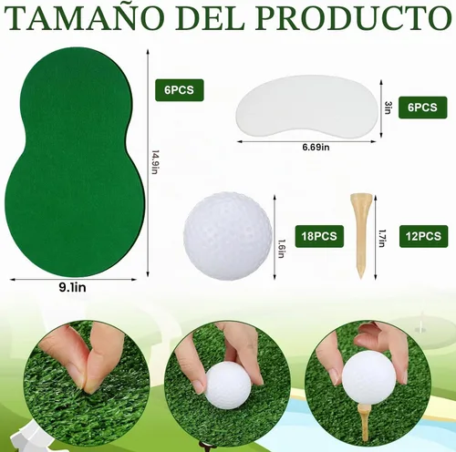 Vista 2 de Gemscream 48 piezas de decoración de mesa de golf con carrito de pelota de práctica, tapete en forma de campo de golf para suministros temáticos