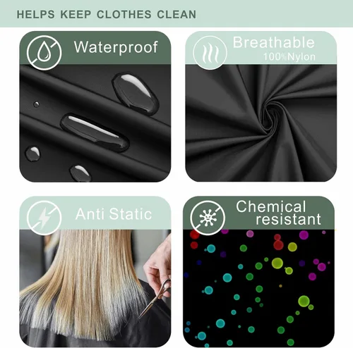 Vista 4 de Izzycka Capa de color para el cabello, batas para cliente de salón, capa de peluquería grande con bolsillo, envoltura de spa impermeable, bata