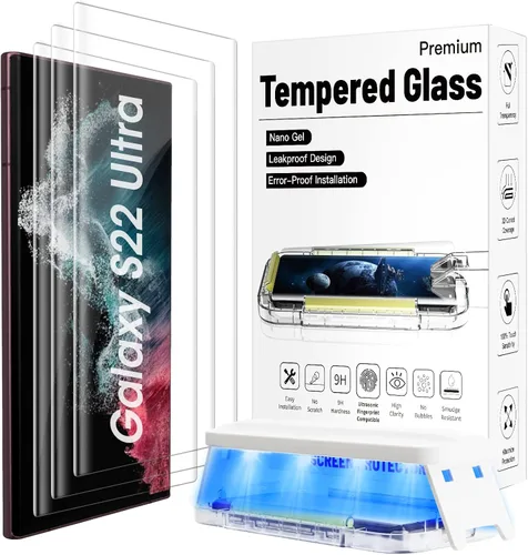 Vista 8 de Protector de pantalla para Google Pixel 7 Pro, protector de pantalla de vidrio templado curvado 3D, compatible con desbloqueo de huellas dactilares