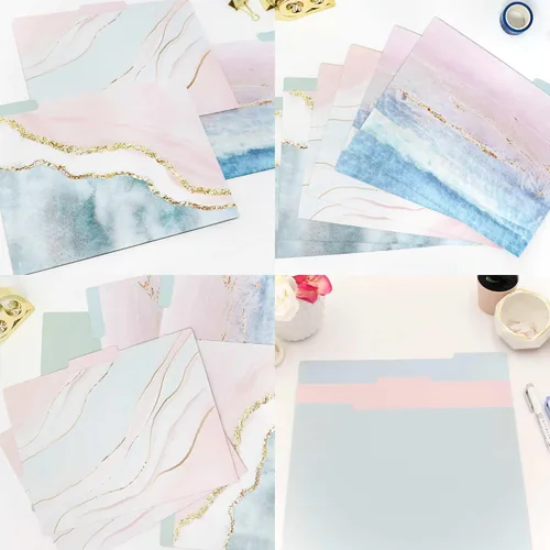 Vista 5 de bloom daily planners Carpetas decorativas para archivos, juego de seis organizadores de tamaño carta (8.5 x 11 pulgadas), pestañas de corte de 1/3