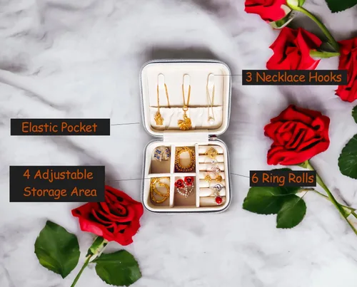 Vista 3 de Joyero de regalo para ancianos para mujeres, regalos para mujeres mayores, regalos para madre, tía, abuela (estilo rosa blanca)