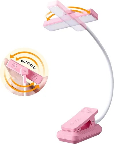 Vista 10 de VAVOFO Luz de Libro Recargable Giratoria: 24 LEDs Luz de Lectura, 3 Colores y 9 Niveles de Brillo Lámpara de Libro, Cuidado de Ojos 120 Horas