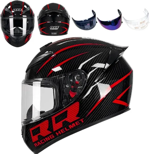 Vista 28 de HTLNUZD - Casco de motocicleta de cara completa, compatible con Pinlock, viseras transparentes y tintadas, modelo aprobado por DOT, casco de moto