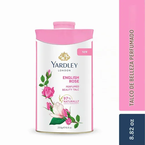 Vista 3 de Yardley Talco perfumado de rosa inglesa, 8.82 oz