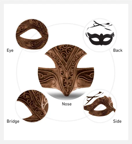 Vista 4 de Máscara fantasma veneciana metálica Steampunk