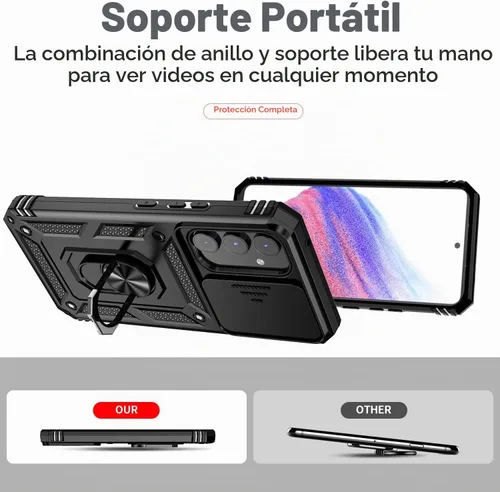 Vista 4 de Funda para Samsung Galaxy A54 5G, con protectores de pantalla y funda para cámara, [grado militar] 16 pies. Funda a prueba de caídas con función