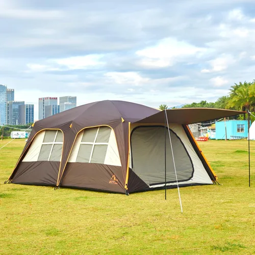 Vista 3 de KTT Extra Large Tent 6-12-14 Person,Family Cabin Tents,2 Rooms,3 Doors and 3 Windows with Mesh,Straight Wall,Waterproof,Double Layer,Big Tent for