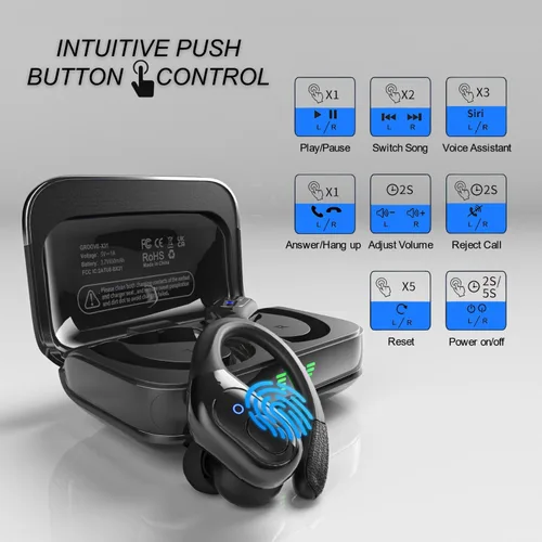 Vista 2 de Groove Auriculares inalámbricos 4 en 1 con estuche de carga, 80 horas de reproducción, auriculares inalámbricos Bluetooth 5.3 IPX7, impermeables