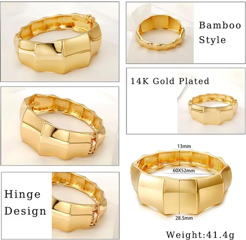 Vista 5 de INENIMARTJ Pulseras de oro para mujer, pulseras gruesas de oro, pulseras envolventes de oro