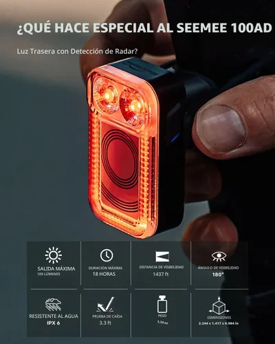 Vista 2 de Magicshine SEEMEE 100AD Radar Luz trasera para bicicleta con control FTR