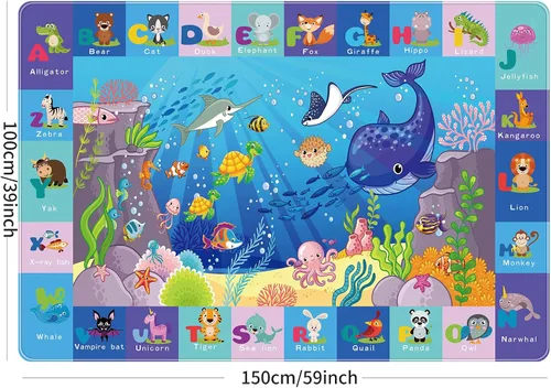 Vista 2 de ABC - Alfombra infantil para el suelo bajo el agua, alfombras infantiles para sala de juegos, tapete de juegos para gatear boca abajo, no tóxico