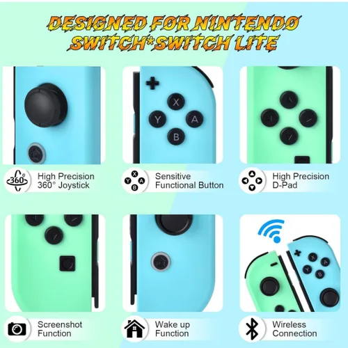 Vista 3 de XIBALAN Joypad for Switch, Replacement for Switch Controllers Joypad, Upgraded Switch Joypad with Dual VibrationWake-upScreenshot,Green and Blue