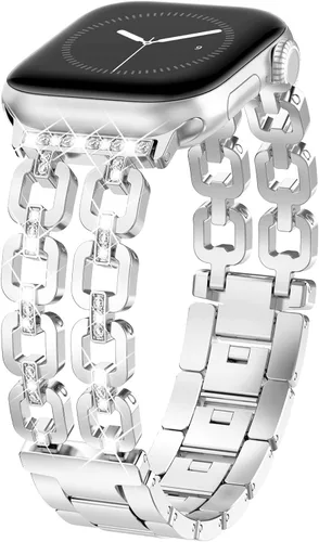 Vista 19 de WINGLE for Apple Watch Band Women 38mm 40mm 41mm 42mm 44mm 45mm 46mm 49mm Series 11 10 9 8 7 6 5 4 3 2 1 SE 3/2/1, Dressy Band Stainless Steel Chain