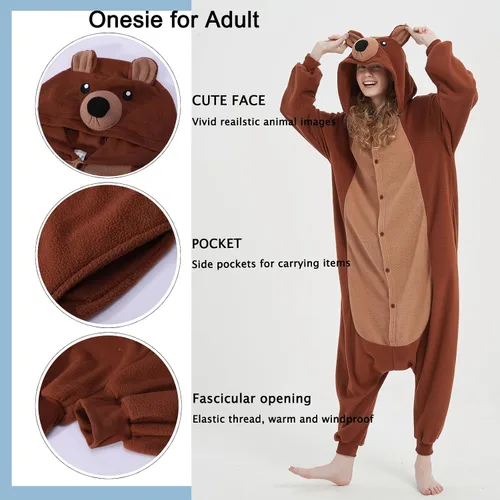 Vista 6 de SWEETXIN Adult Unisex Onesie Pajamas Halloween Christmas Sleepwear Jumpsuit Cosplay Costume Suit for Women and Men