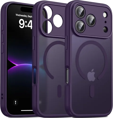 Vista 83 de Oterkin Funda magnética para Samsung Galaxy A17 mate, funda de teléfono A17 compatible con MagSafe esmerilada, translúcida, a prueba de golpes Negro