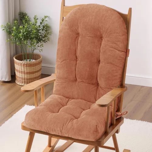 Vista 8 de Cojín para Silla Mecedora - Tela de Chenilla, Esponja de Alta Densidad, Almohadillas de Asiento Copetudas Antideslizantes y Duraderas con Lazos