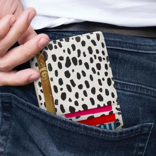Vista 47 de Tarjetero delgado con bloqueo RFID, billetera de bolsillo pequeño, con cremallera Keychian para monedero, monedero y tarjetero para mujeres y hombres