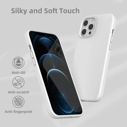 Vista 41 de Funda de silicona líquida compatible con iPhone 12 Pro Max 6.7 pulgadas, funda de gel de protección completa con forro de microfibra, funda