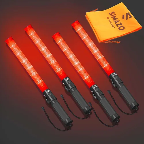 Vista 12 de Paquete de 2 varitas de tráfico, varita roja de control de tráfico de 21 pulgadas con 3 modos de parpadeo, bastón de seguridad de tráfico LED