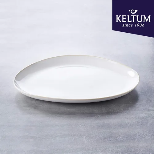 Vista 2 de Plato de servir de gres esmaltado blanco de algodón, 15" Algodón blanco
