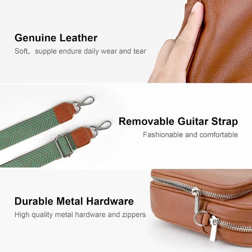 Vista 5 de befen Bolsos cruzados pequeños de cuero genuino para mujer, monederos de viaje de moda para teléfono celular con tarjetero