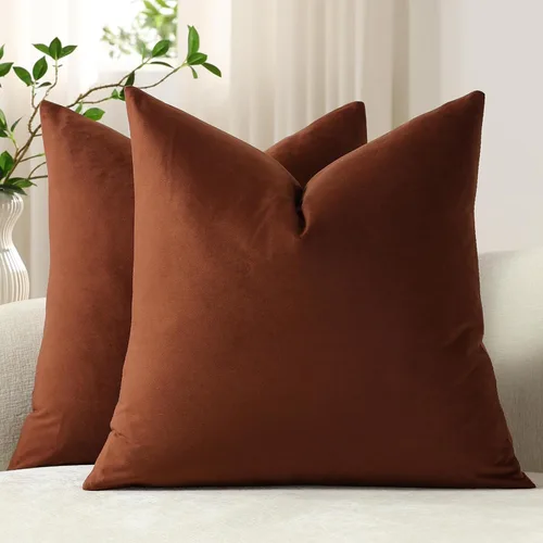 Vista 39 de Fundas de almohada de 16 x 16 pulgadas, color beige: paquete de 2 fundas de almohada decorativas de terciopelo suave y acogedoras para sofá, sala