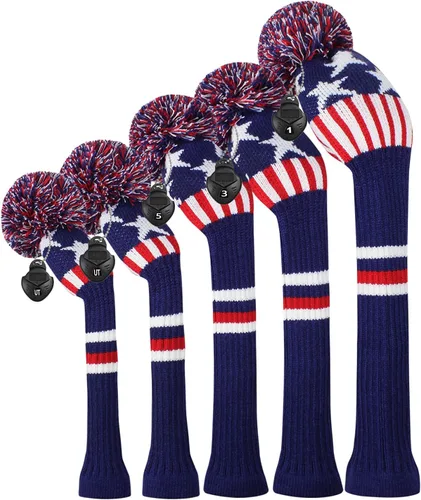 Vista 9 de Scott Edward Knit Golf Club Cover for Woods and Driver Set of 5 Head Covers Protect Driver Wood(460cc)* 1 Fairway Wood*2 and Hybrid/UT*2 with