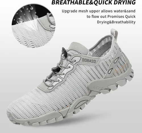Vista 2 de SOBASO Zapatos de agua para mujeres y hombres, secado rápido, para natación, playa, zapatos acuáticos para deportes acuáticos, buceo, senderismo