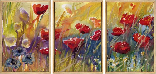 Vista 365 de wall26 Lienzo enmarcado para pared, juego de arte de acuarela pastel, paisaje rural, ilustraciones con formas abstractas, arte moderno, decorativo