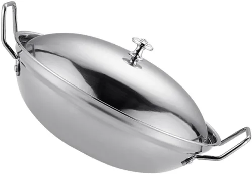 Vista 10 de Hemoton Olla caliente de acero inoxidable con tapa de doble asa, olla multiusos para cocina casera, calentamiento rápido de 10.62 pulgadas
