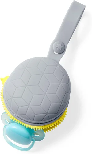 Vista 6 de Skip Hop Baby Silicone Pacifier Holder Case with Easy-Access Opening and Strap, Fits 2 Pacifiers, Oat