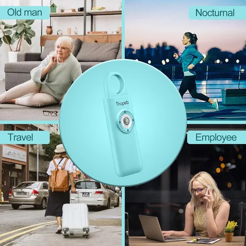 Vista 5 de La alarma de seguridad personal original para mujeres por mujeres, sonido de sirena fuerte, luz LED estroboscópica SOS, ten seguridad con la alarma