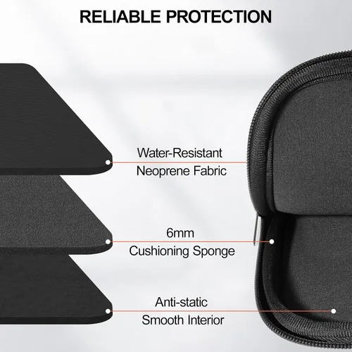Vista 10 de DTTO Funda protectora delgada de neopreno acolchado para laptop de 15.6-16" Negro