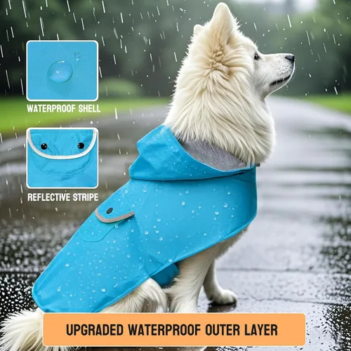 Vista 4 de Impermeable para perros pequeños, chaqueta de lluvia para cachorros, reflectante, impermeable, ropa para mascotas, poncho, ropa impermeable