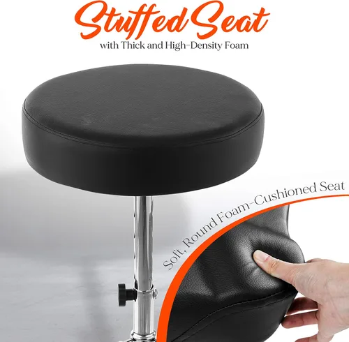 Vista 3 de Pyle Taburete de tambor ajustable, portátil con patas de trípode de doble apoyo, asiento acolchado de espuma, perfecto para uso en el escenario