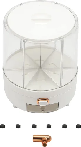 Vista 4 de Dispensador de arroz de 15 libras, PET, dispensador de alimentos secos giratorio de 360°, contenedor de almacenamiento de granos de cocina con 6