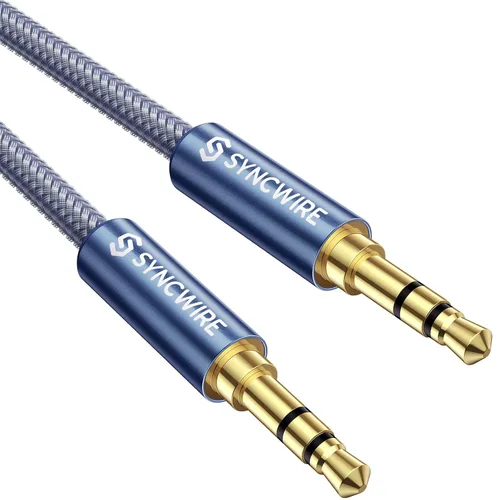 Vista 9 de Syncwire Cable auxiliar de audio auxiliar de 0.1 in macho a macho, cable trenzado de nailon para auriculares (1.6 pies/1.6 ft / 0.5m), cable Negro