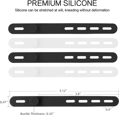 Vista 2 de Donruby 24 bridas de silicona – Reutilizables y lavables con hebillas de bloqueo, correas ajustables de organización de cables, organizador de Blanco
